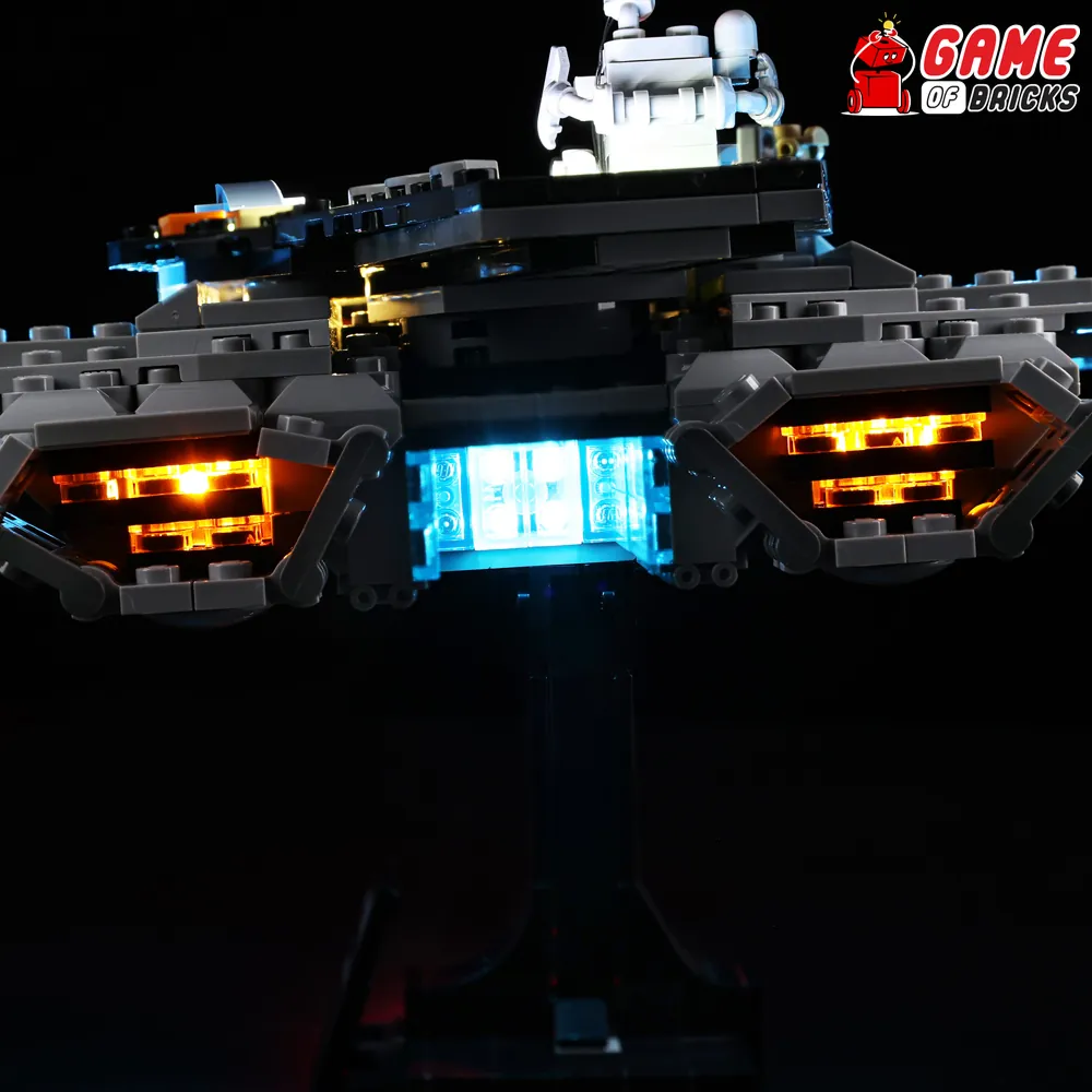 Bright engine glow from Game of Bricks LED kit on LEGO 76295