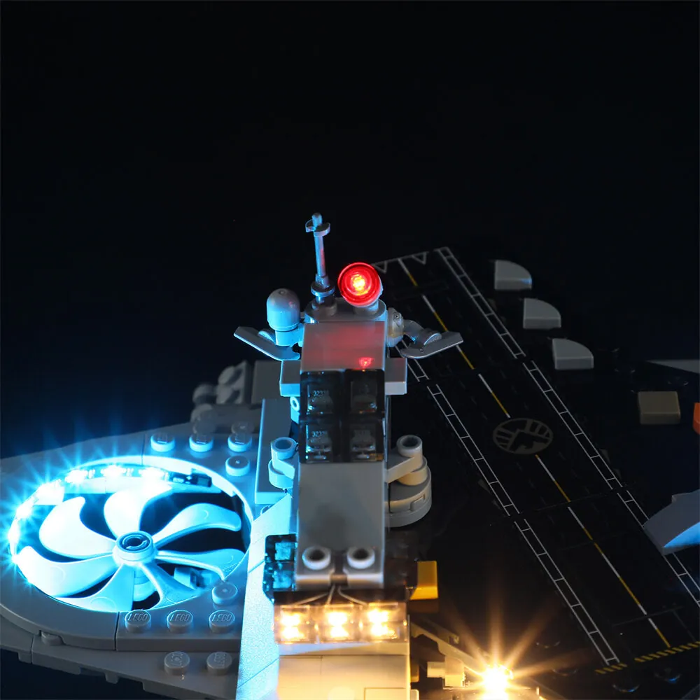 LEGO Avengers Helicarrier with Lightailing LED kit illuminating the interior