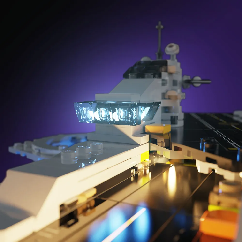 LEGO Helicarrier 76295 with LightMyBricks lights showing detailed glow