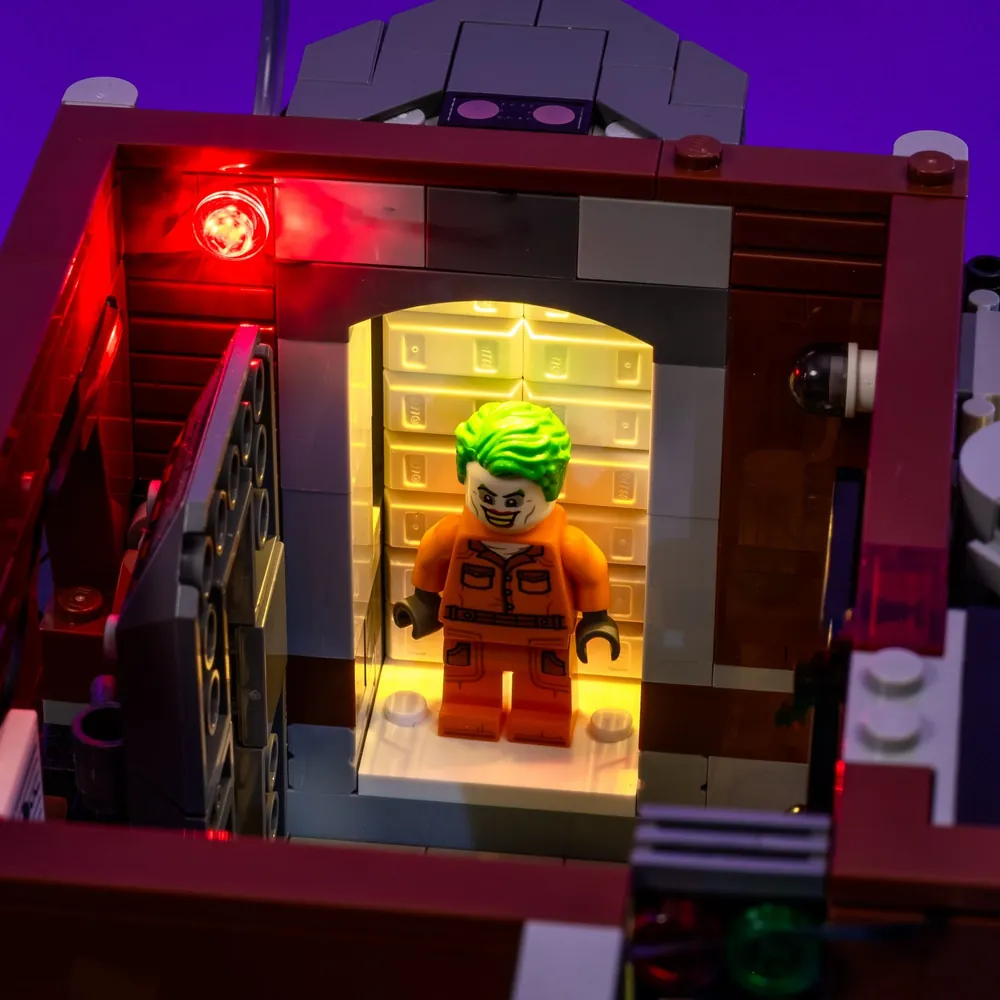 Light My Bricks kit installed on LEGO Arkham Asylum 76300