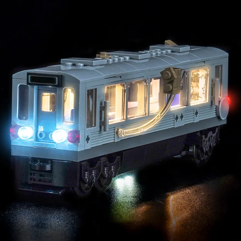 LEGO 76321 with BrickBling LED kit highlighting the subway battle
