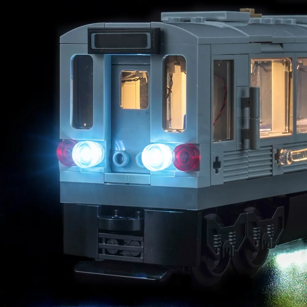 Close-up of modular micro-LEDs on LEGO 76321 set