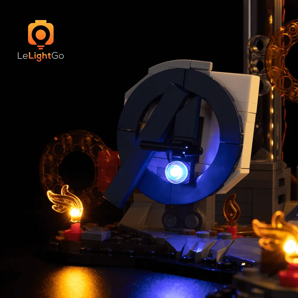 LeLightGo kit lighting up the Ant-Man mech and Iron Spider in LEGO 76323