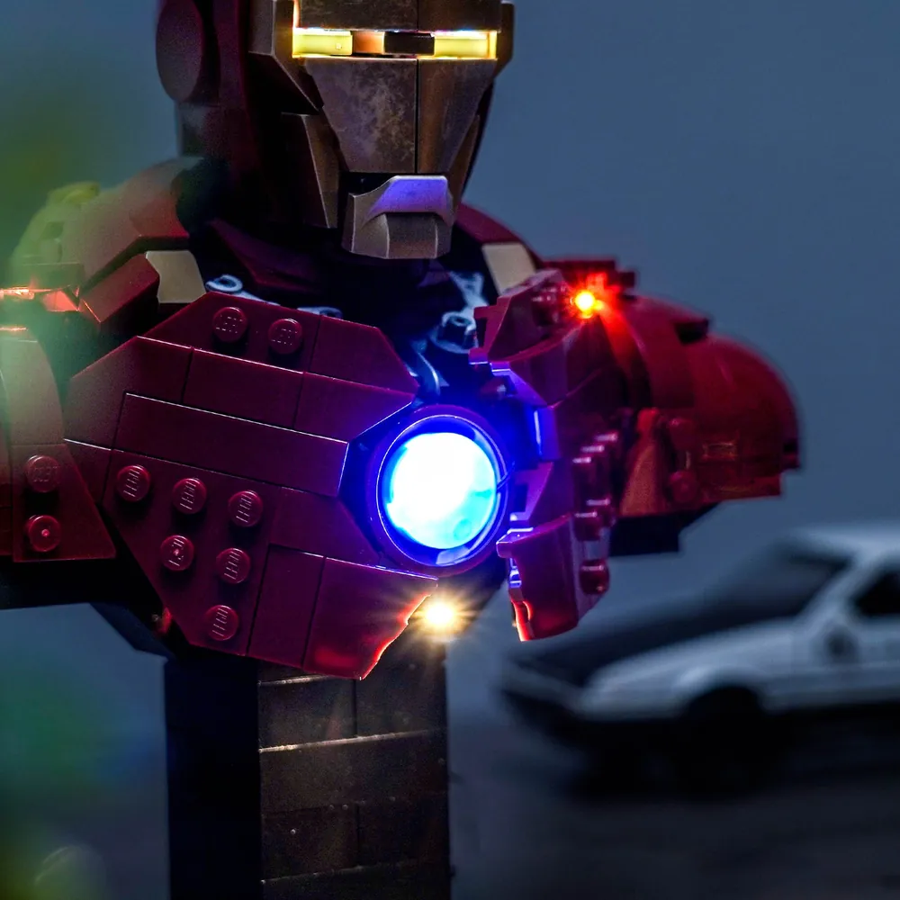 BrickBling Light-Control version with adjustable effects on Iron Man MK4 Bust