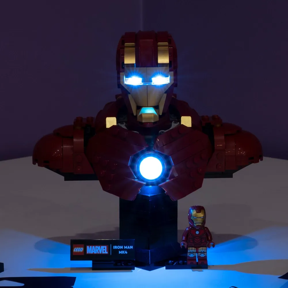 LightMyBricks DIY bundle for LEGO Iron Man MK4 Bust with multiple LEDs