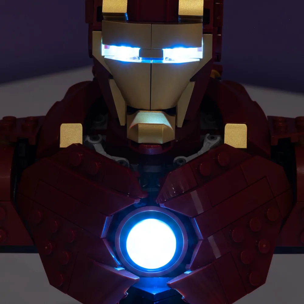 LightMyBricks fiber optic accents on Iron Man MK4 Bust