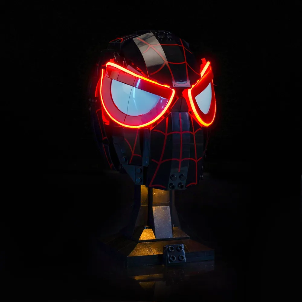 BrickBling LED kit for LEGO Miles Morales' Mask 76329 with white eyes illuminated