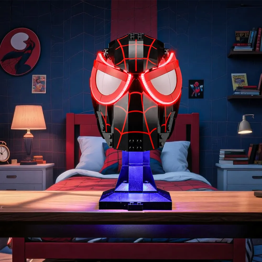 Lightailing LED kit for LEGO Miles Morales' Mask 76329 with lit red eyes