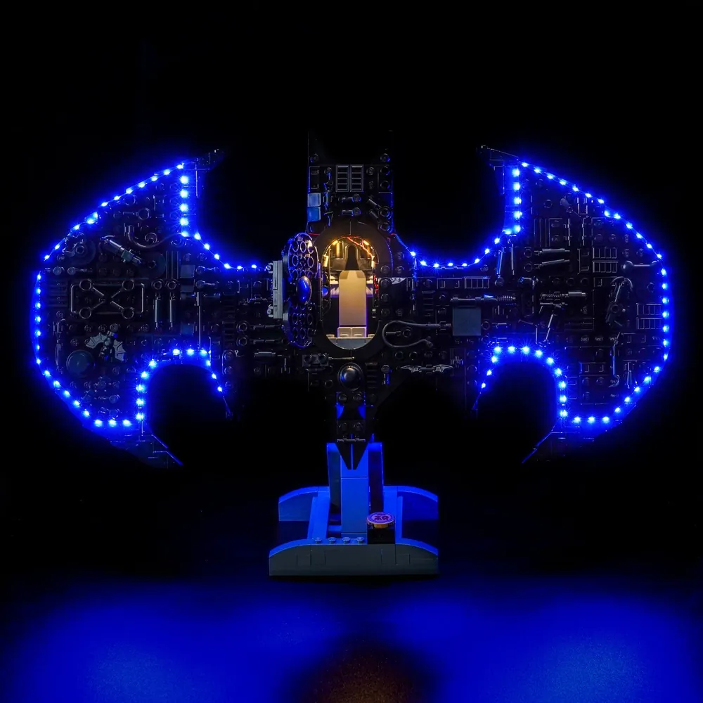 BrickBling modular micro-LED hardware on LEGO Batman Logo set
