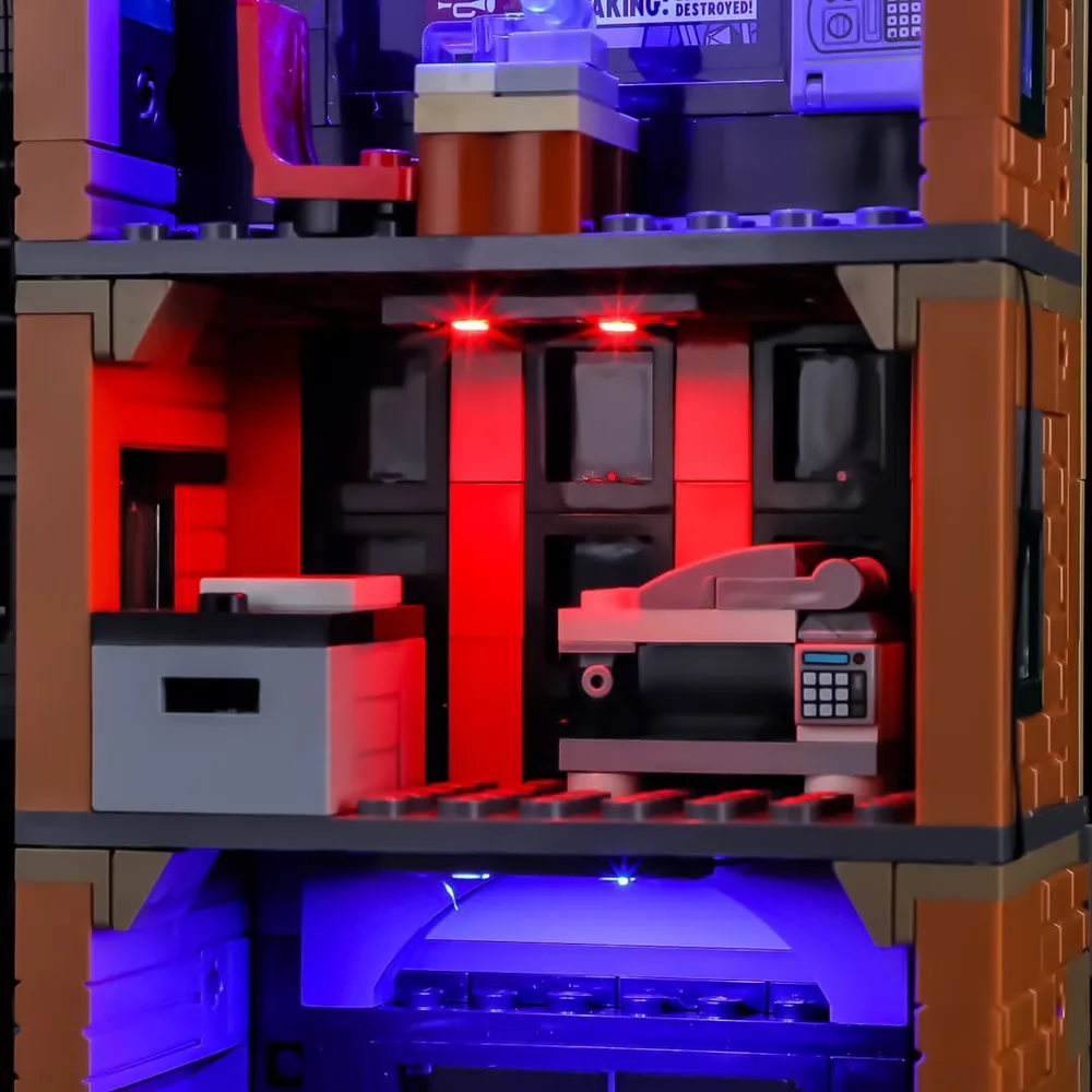 Close-up of the pre-soldered Lightailing harness on LEGO Spider-Man set 76342