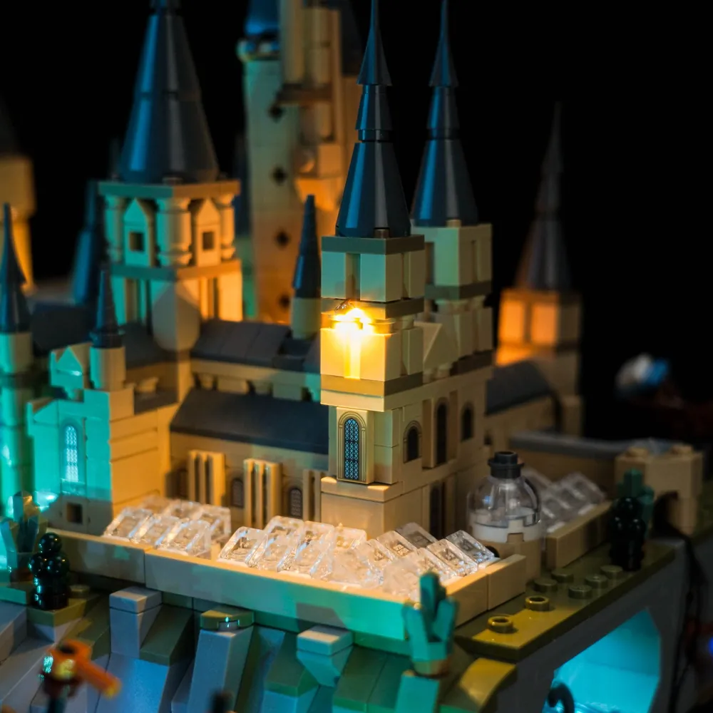BrickBling remote-controlled light kit for LEGO Hogwarts Castle and Grounds 76419 showing the Chamber of Secrets