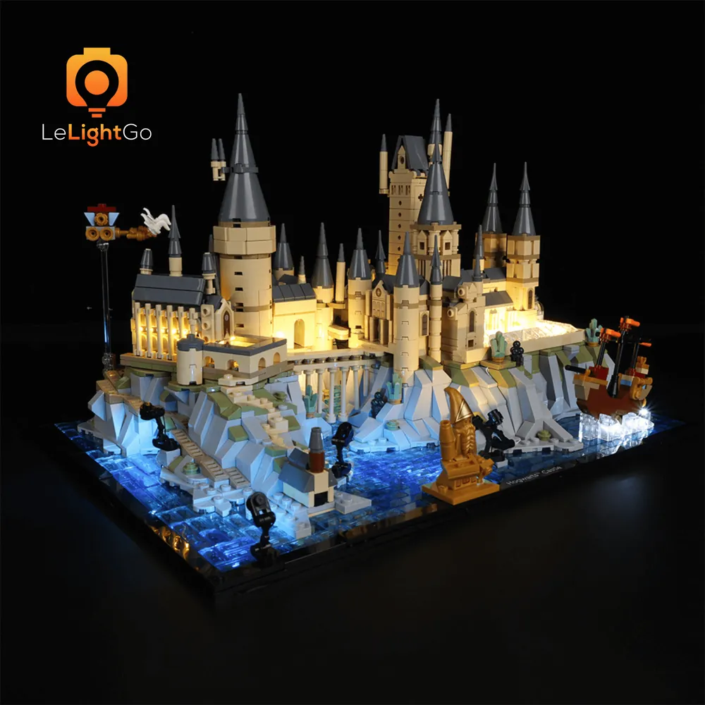 LeLightGo modular micro-LED kit for LEGO 76419 lighting the main castle facade