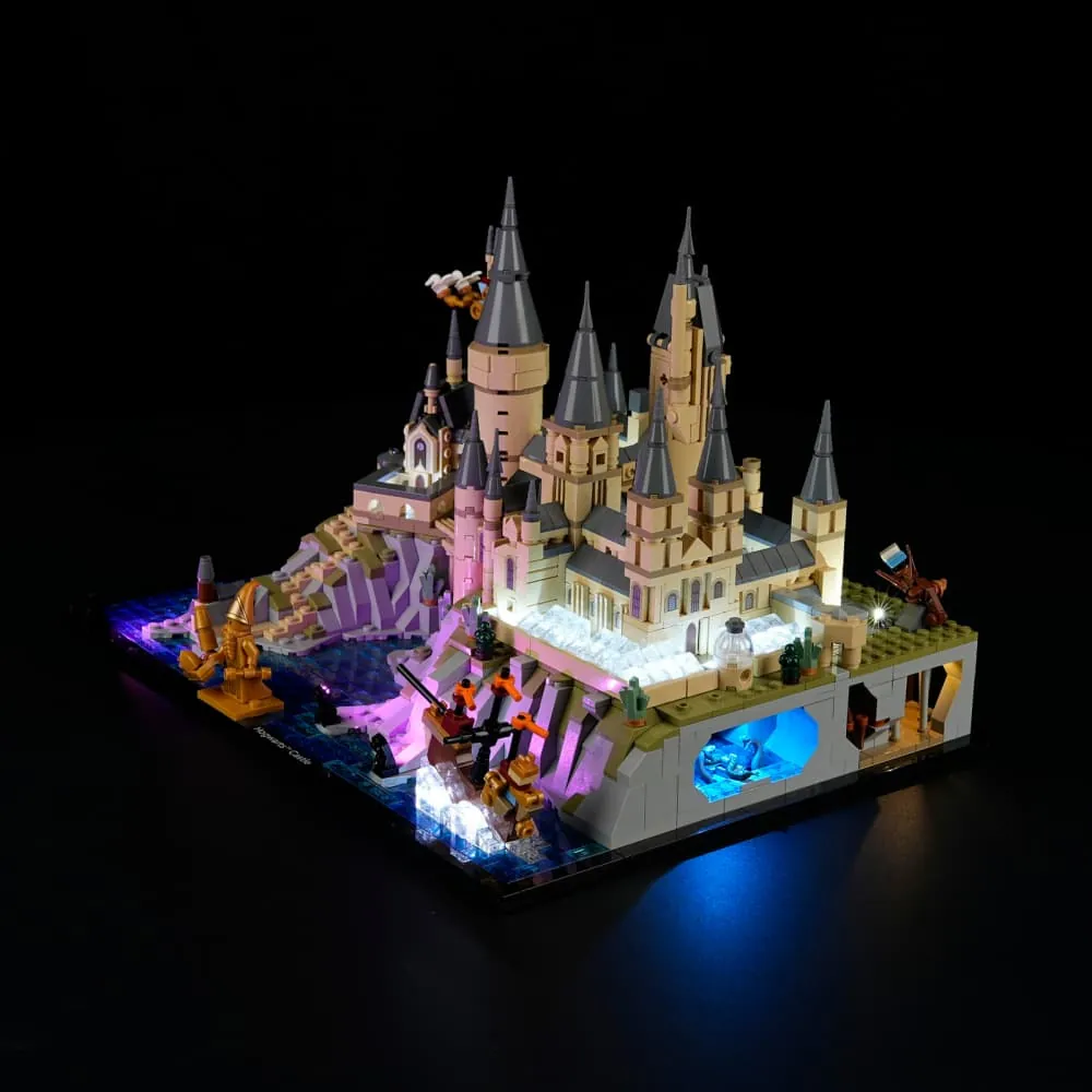Lightailing pre-soldered kit on LEGO 76419 illuminating the Chamber of Secrets and base