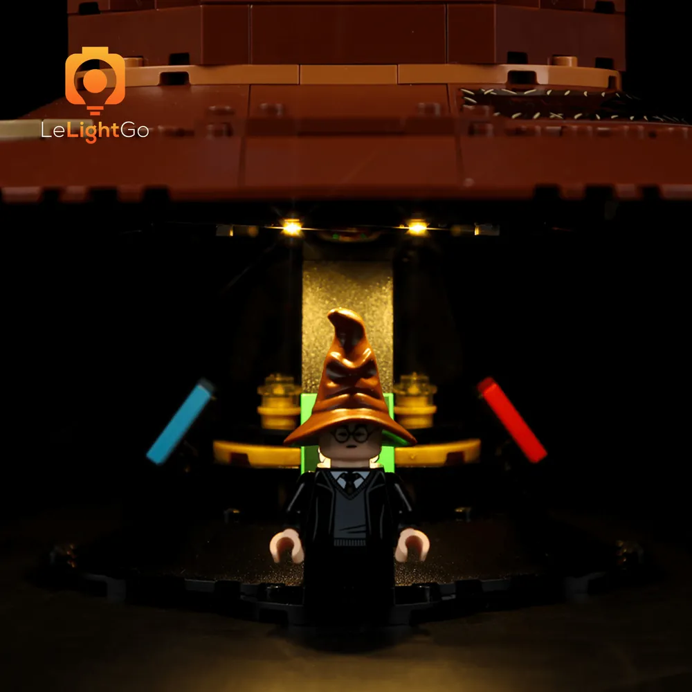 LEGO Sorting Hat glowing with LeLightGo kit