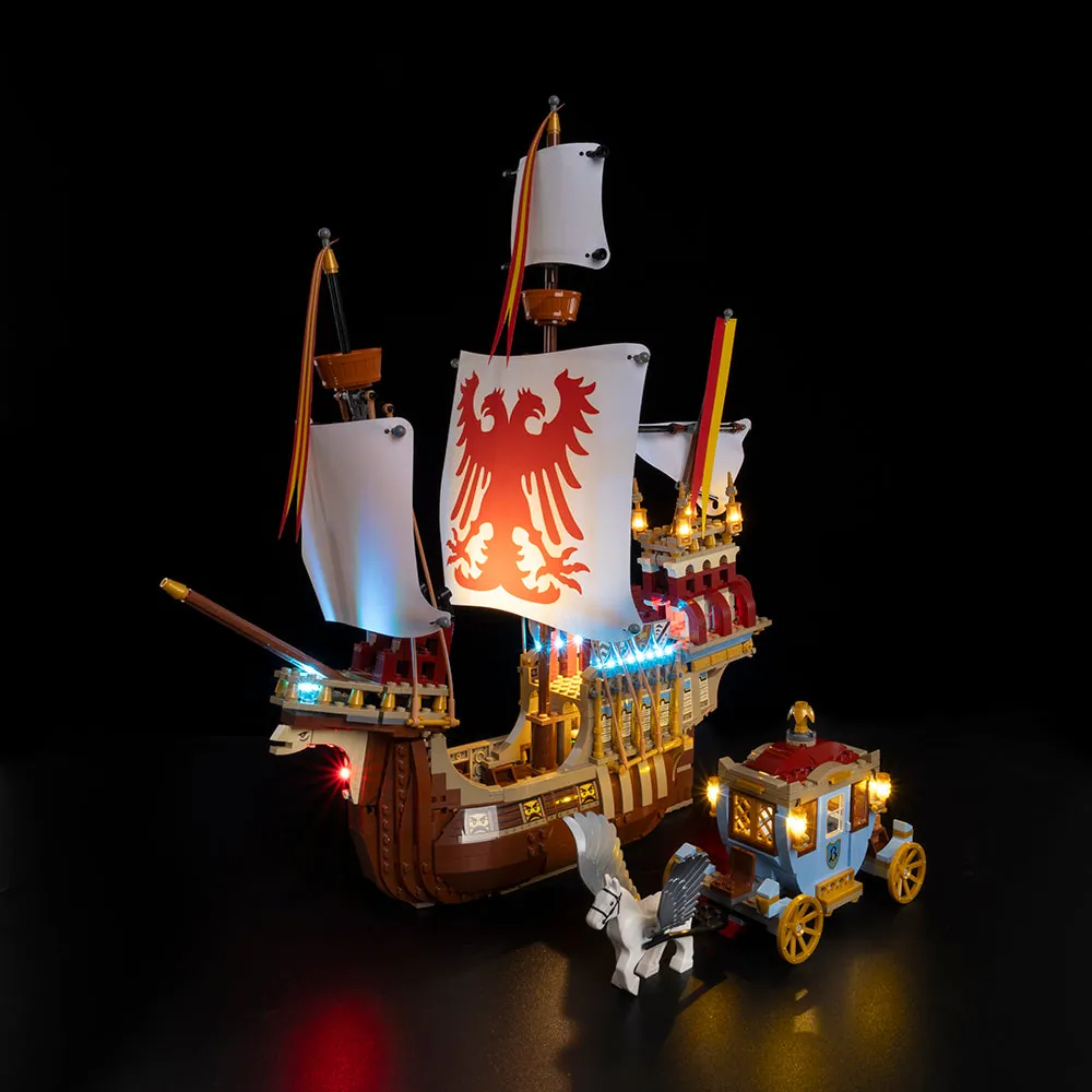 Game of Bricks LED kit for LEGO 76440 with illuminated details on ship and carriage