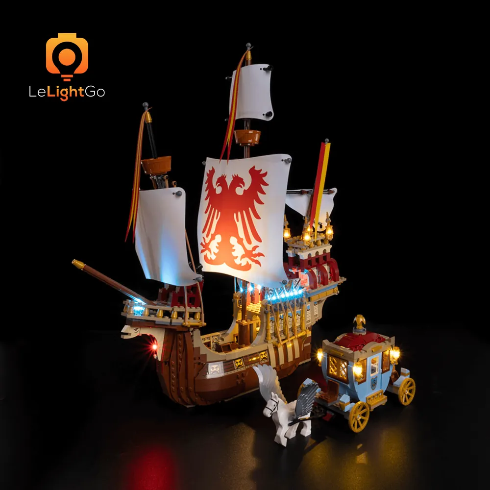 LeLightGo LED kit for LEGO 76440 highlighting the Goblet of Fire and ship portholes