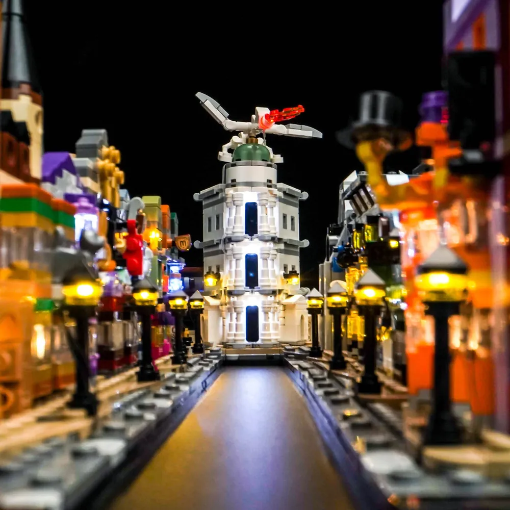 BrickBling modular micro-LEDs illuminating Weasleys' Wizard Wheezes