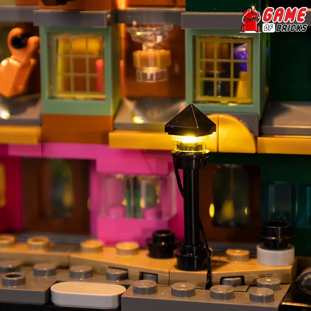 Game of Bricks expansion boards lighting the street