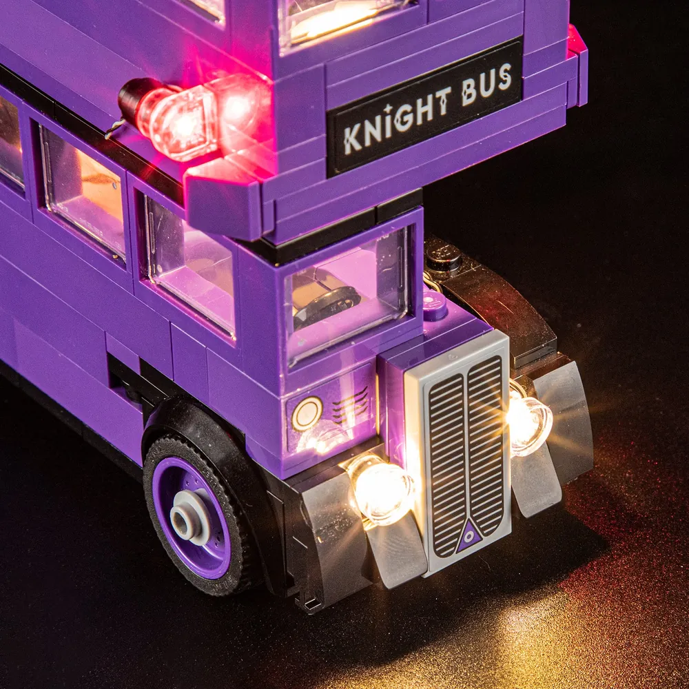 Briksmax 2.0 light kit showing thicker wires and connectors for LEGO 76446 Knight Bus