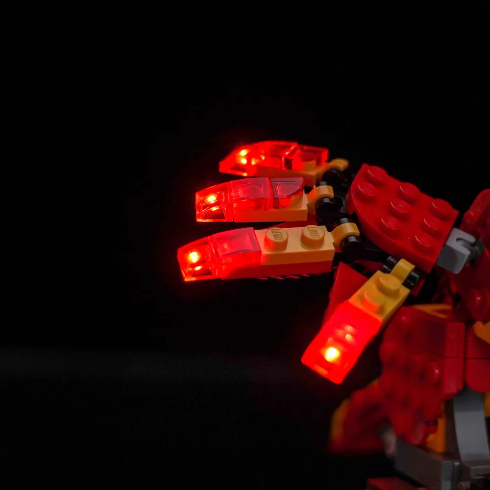 Close-up of BrickBling micro-LEDs on the Sorting Hat and Sword of Gryffindor