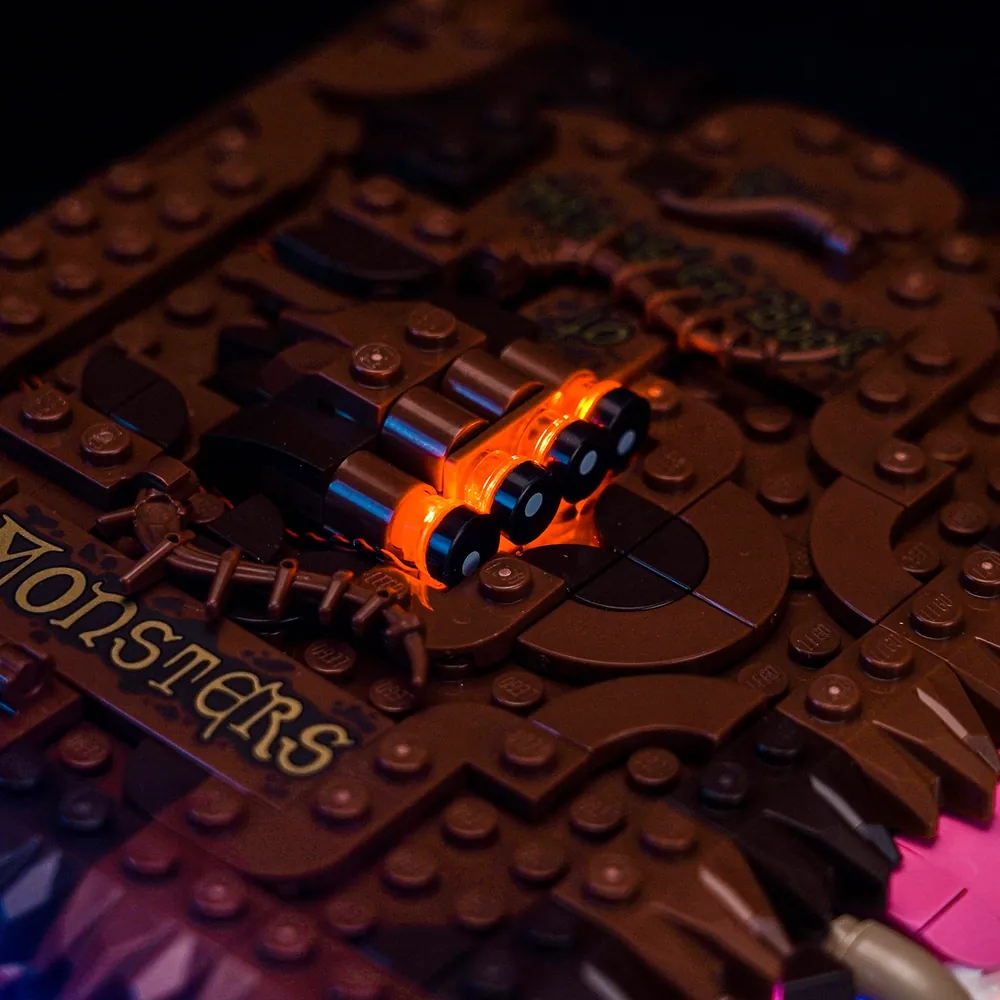 BrickBling lit display of LEGO 76449 with Neville Longbottom minifigure
