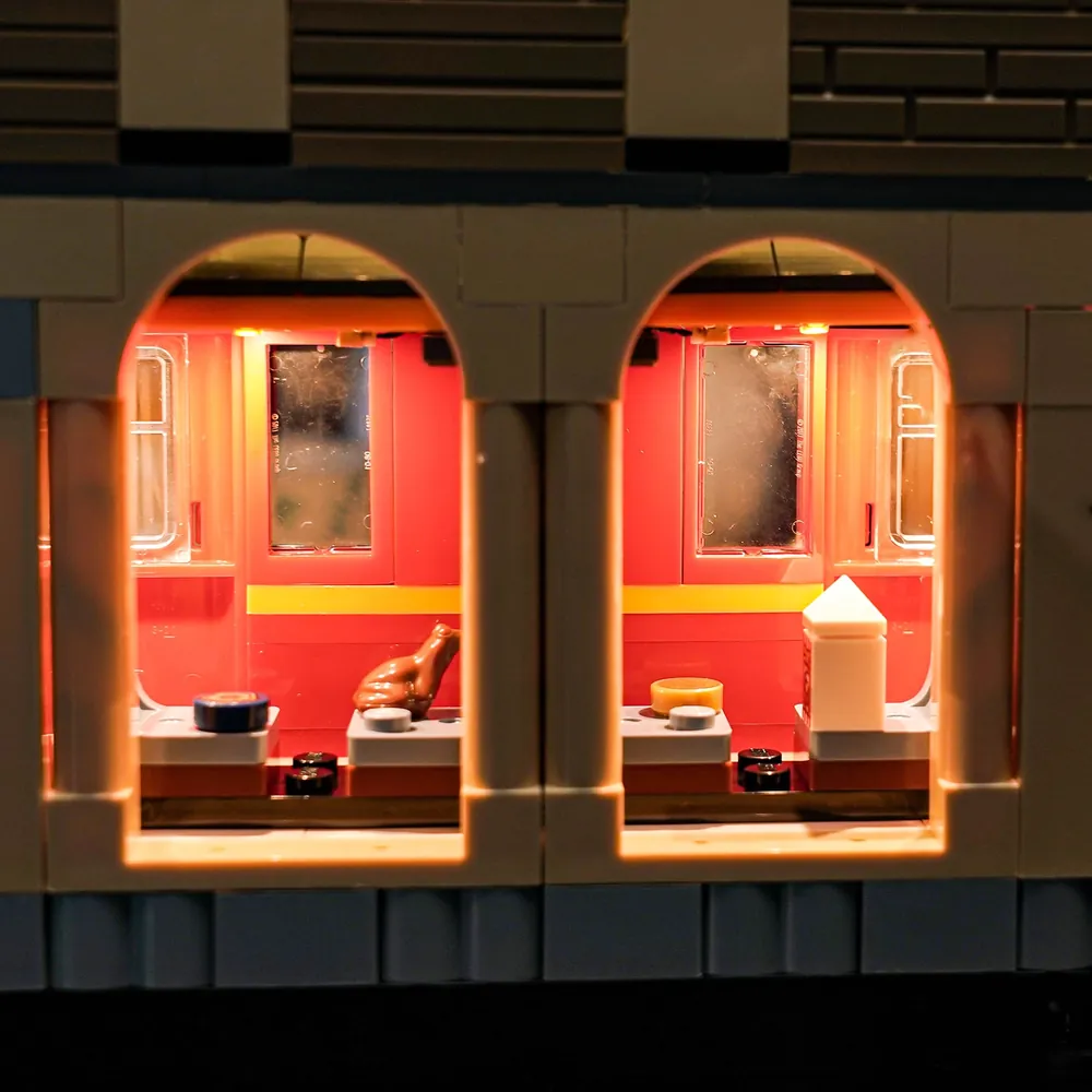 Close-up of BrickBling micro-LEDs on LEGO 76450 train engine