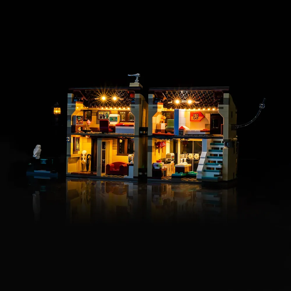 BrickBling LED light kit for LEGO Harry Potter Privet Drive 76451 illuminating the living room and staircase