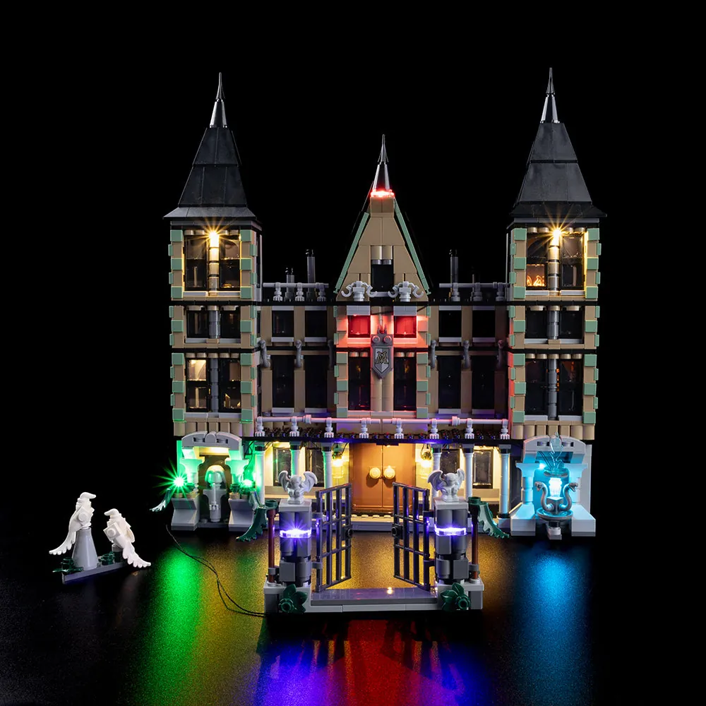Game of Bricks LED kit for Malfoy Manor 76453 lighting the exterior