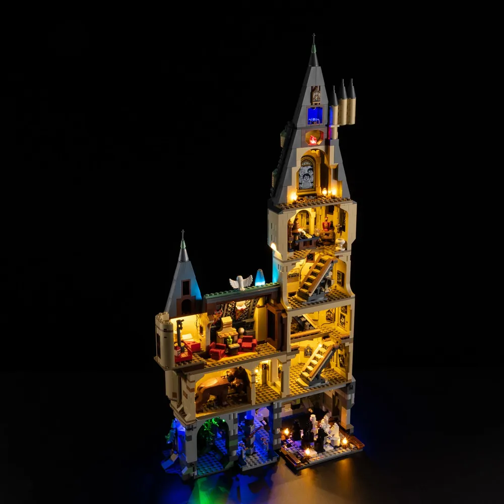 Game of Bricks expansion board setup on LEGO Hogwarts set