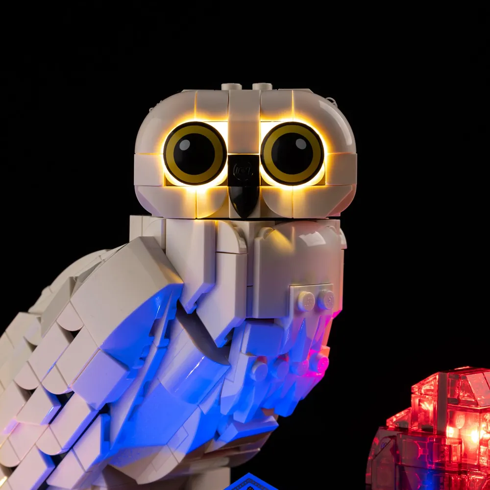 Close-up of Game of Bricks LED lighting on LEGO Harry Potter set