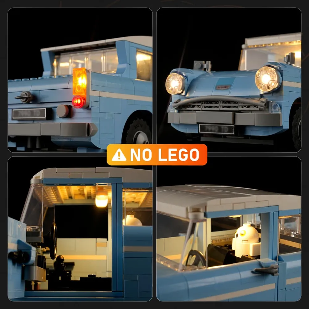 Light kit installation on LEGO 76470 showing interior lighting