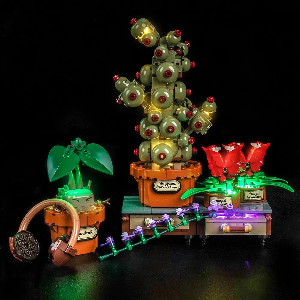BrickBling LED kit for LEGO Hogwarts Herbology Plants 76474 illuminating Mandrake and Fanged Geraniums
