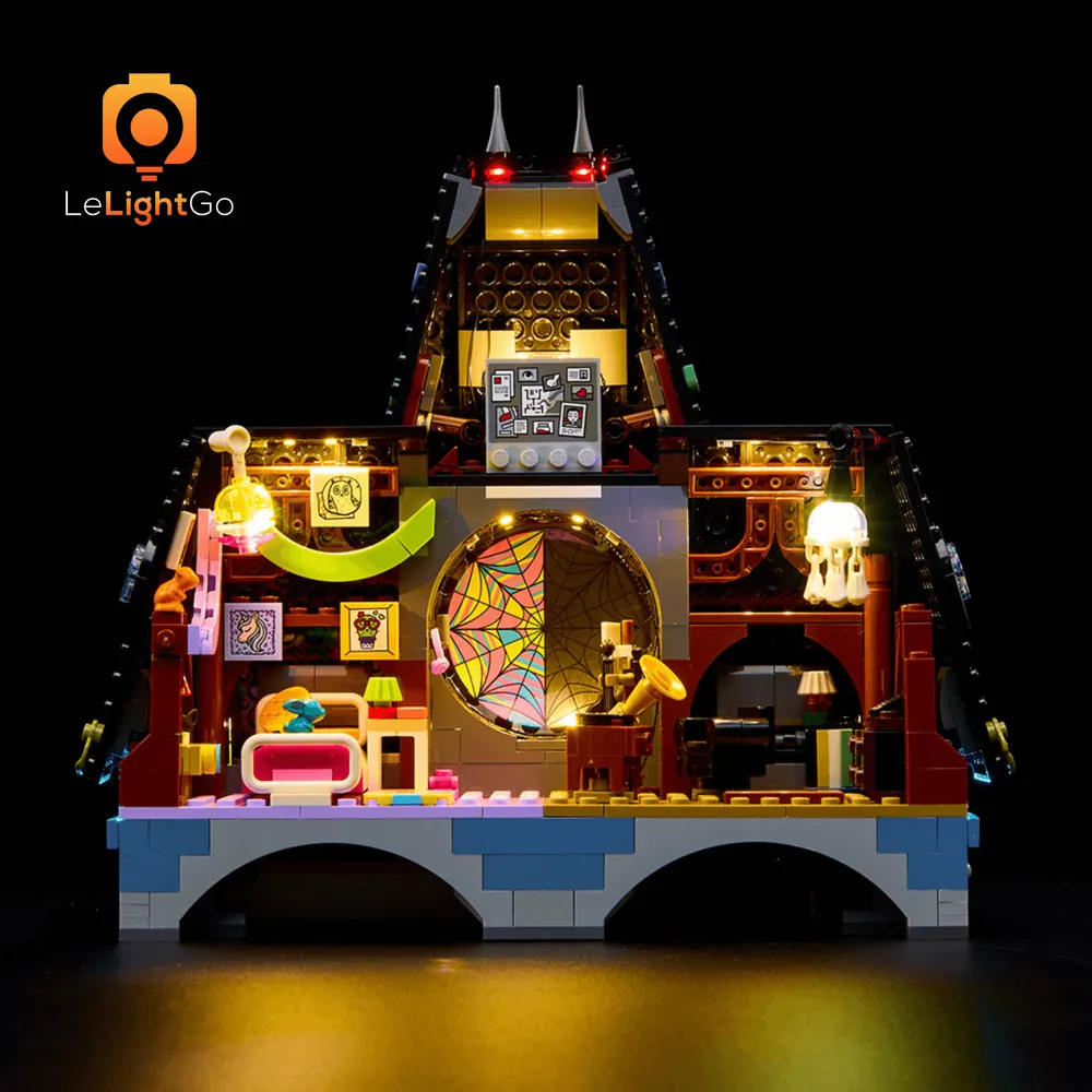 LeLightGo Remote variant lighting up Enid's colorful side of the dorm room in LEGO 76781