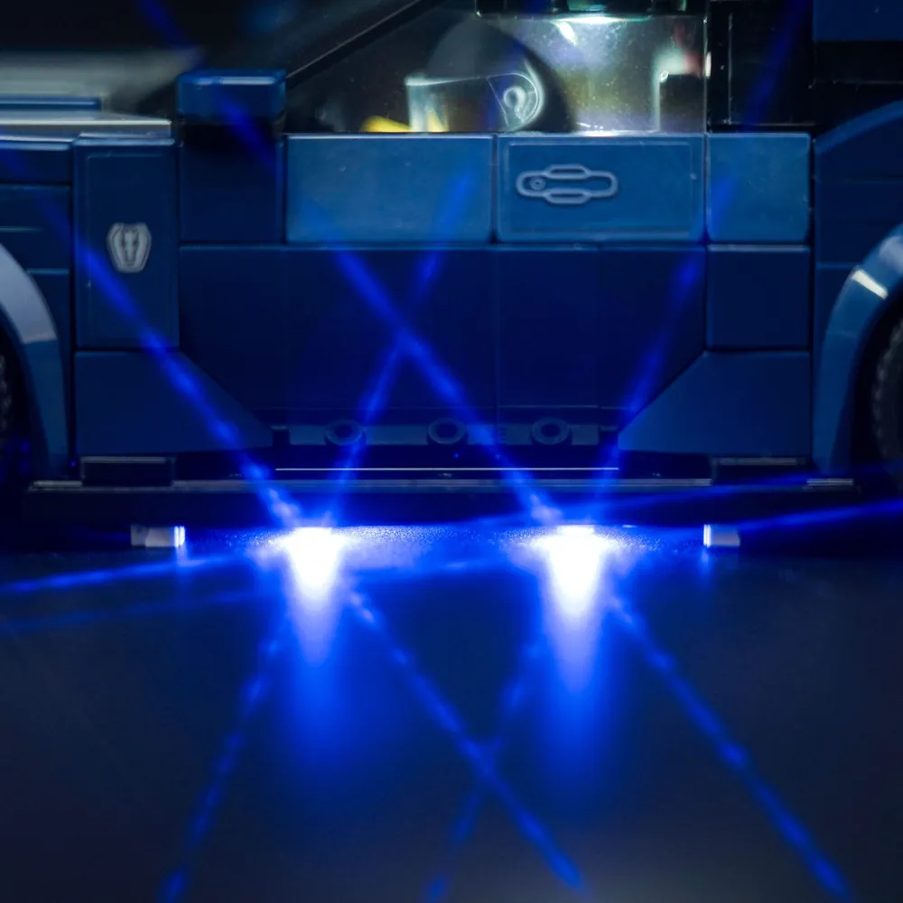 BrickBling light kit installed on LEGO 76920 showing rear taillights