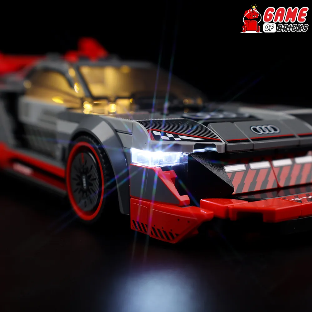 Game of Bricks modular expansion board installation on LEGO Speed Champions Audi e-tron