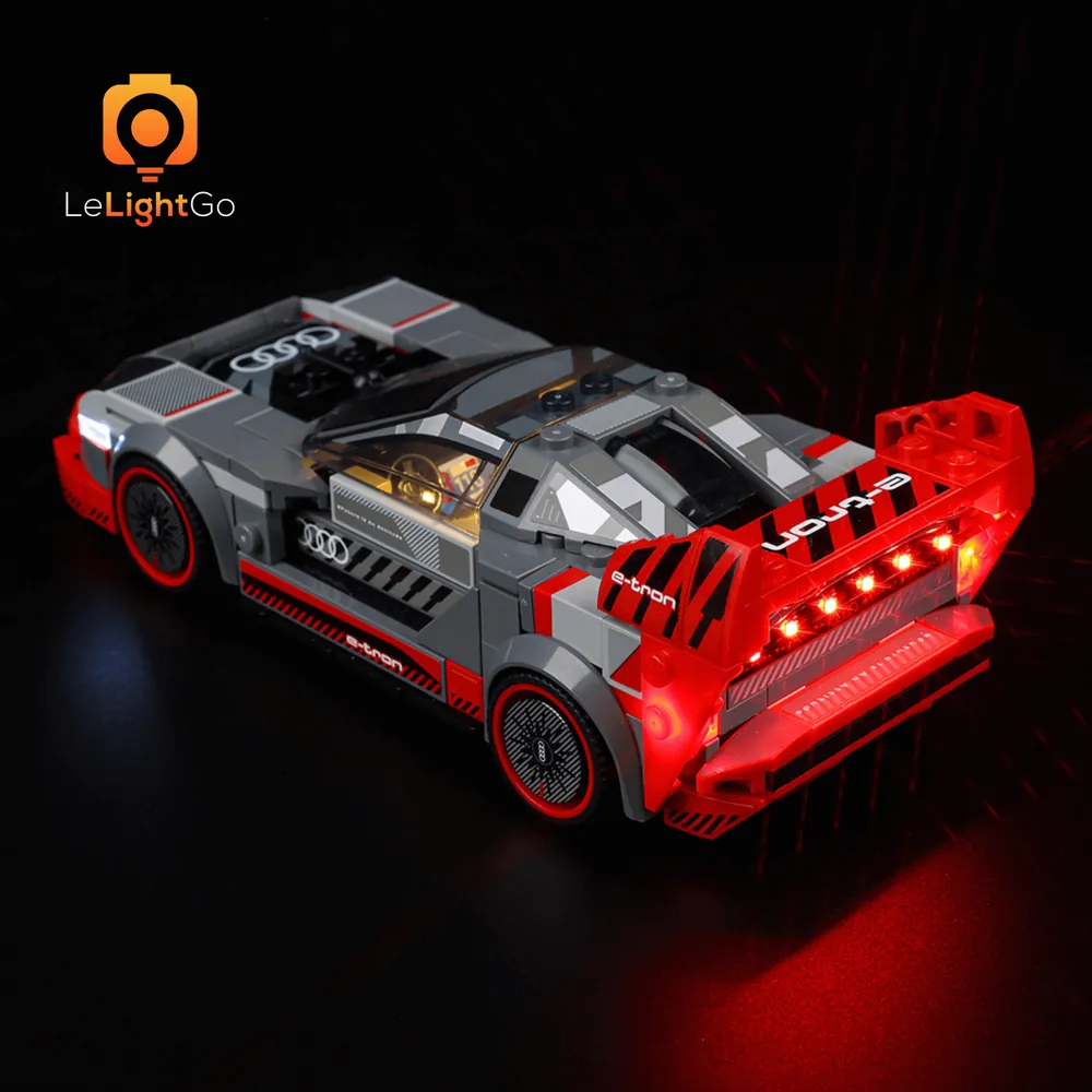 LeLightGo wiring close-up on LEGO 76921 demonstrating continuous harness