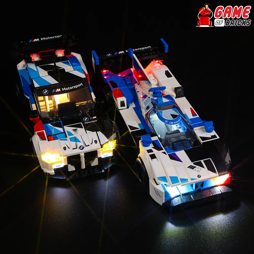 Game of Bricks LED kit for LEGO 76922 BMW M Hybrid V8 with front and rear lights glowing