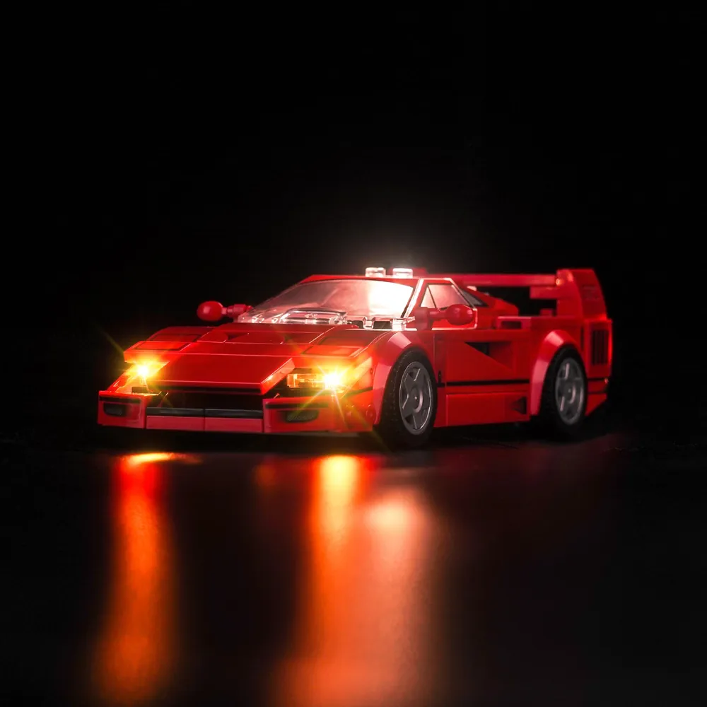 BrickBling LED kit for LEGO Ferrari F40 with micro wires lighting the front headlights and rear taillights