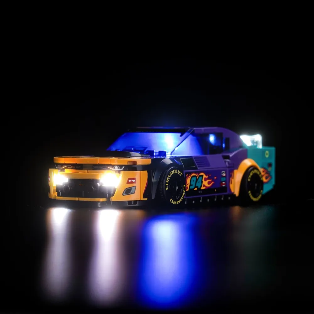BrickBling LED kit for LEGO 76935 NASCAR Camaro with front lights illuminated