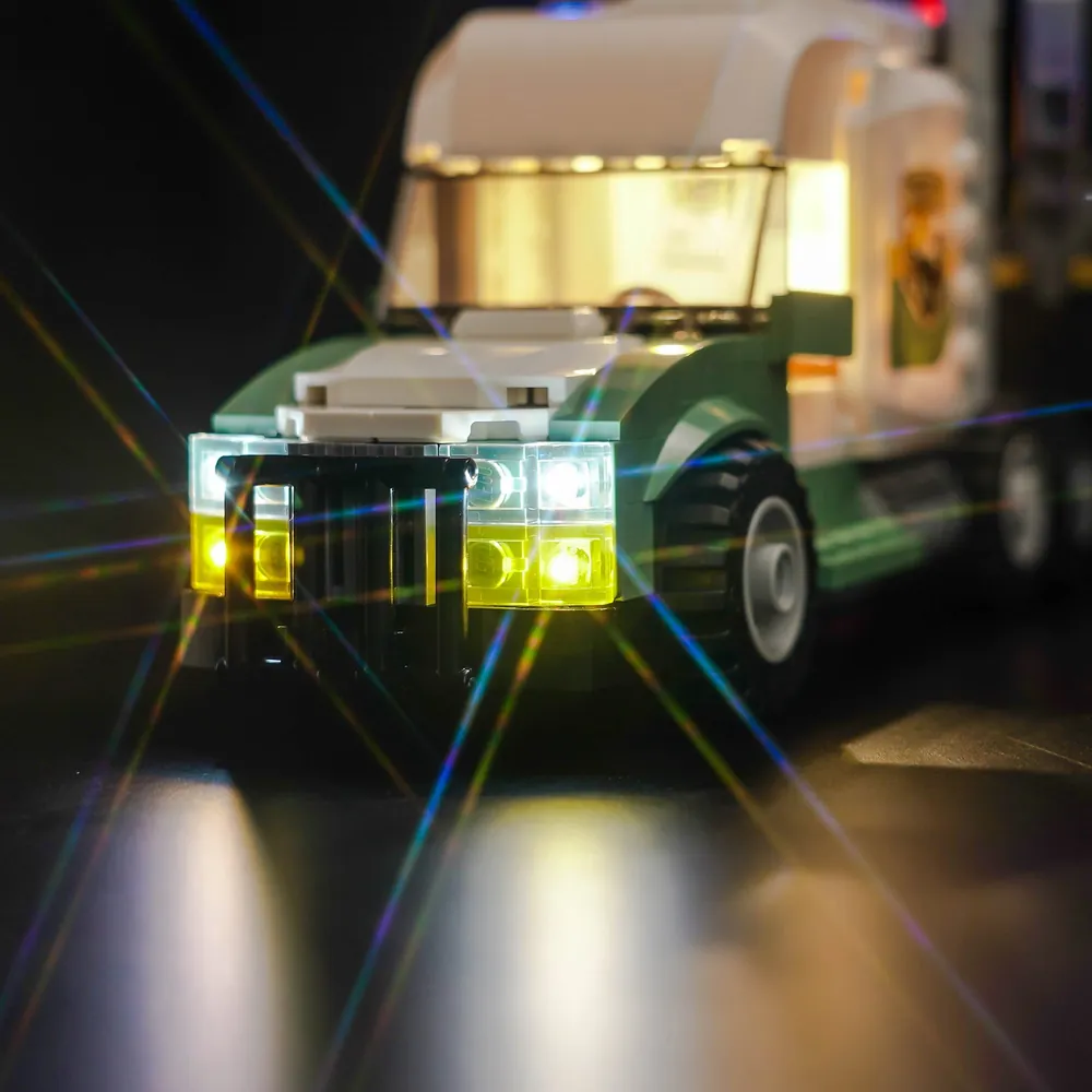 Close-up of micro-LEDs installed on the LEGO Jurassic World truck
