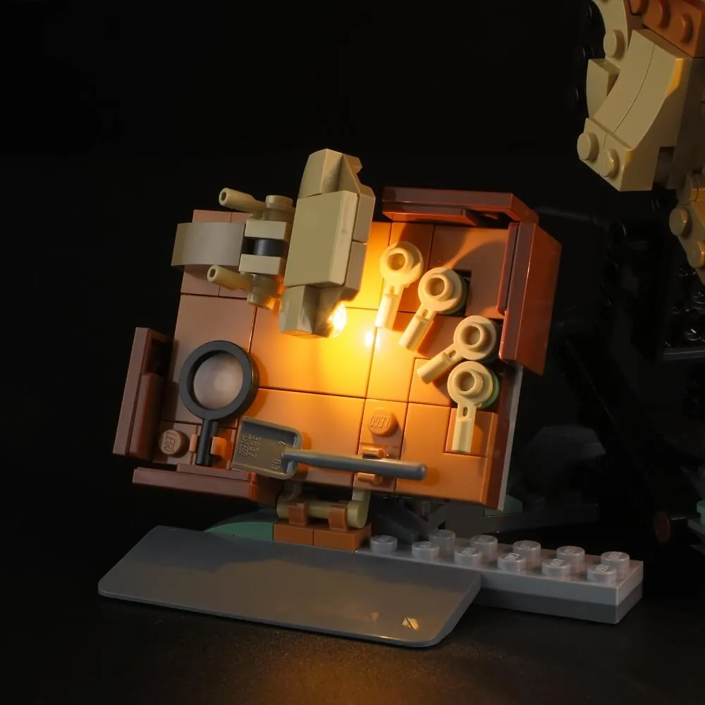 Lightailing integrated lighting on LEGO dinosaur skull