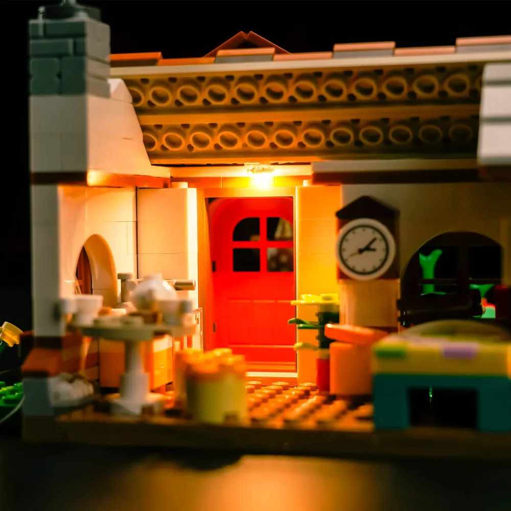 Lighted LEGO Isabelle's House with warm LEDs