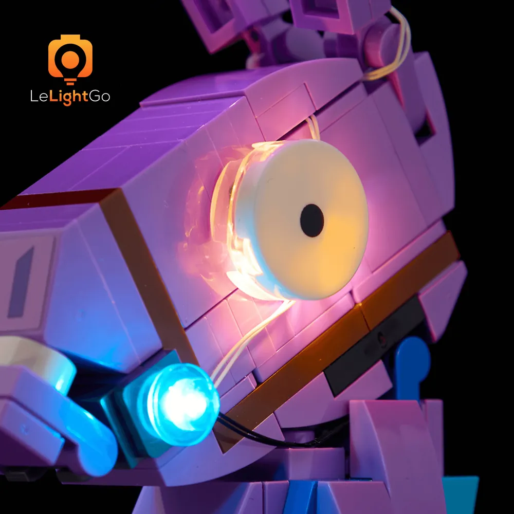 LeLightGo modular micro-LEDs on the Supply Llama's purple and blue sections