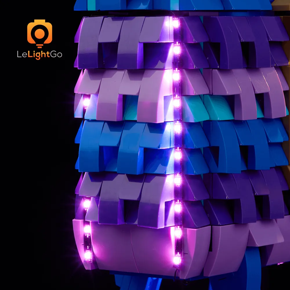 LeLightGo light kit on the Supply Llama highlighting the llama's chest and back