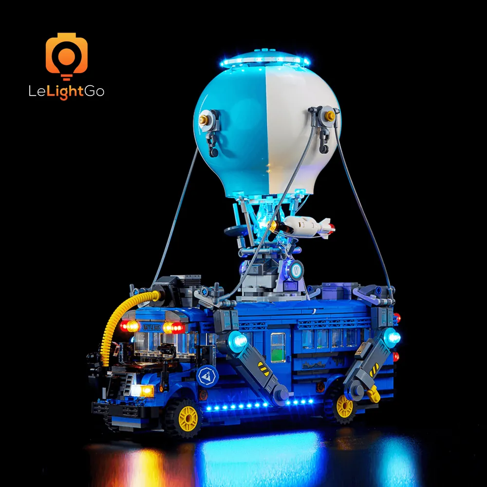 LeLightGo LED light kit for LEGO Fortnite Battle Bus 77073 with modular micro-LEDs