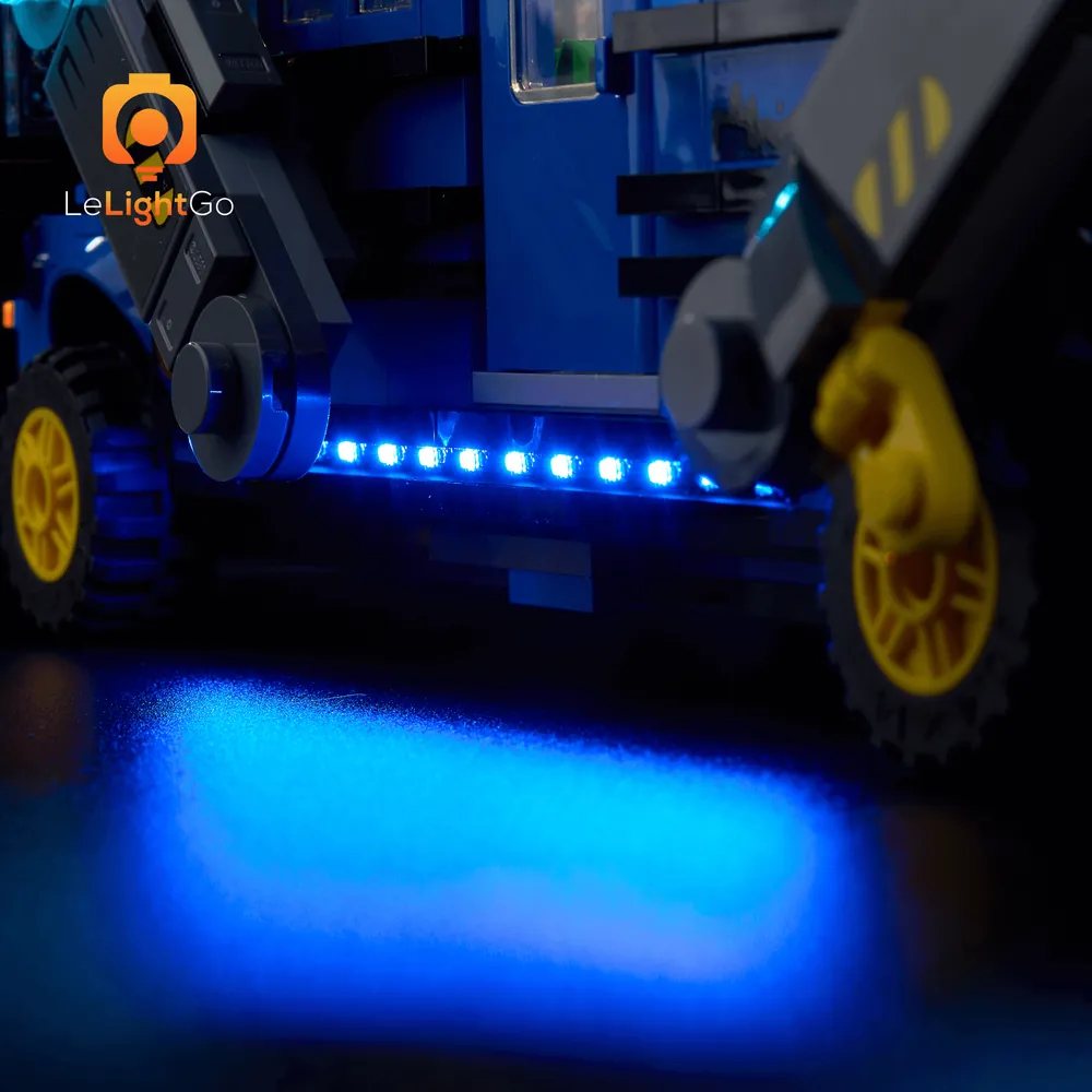 LEGO Fortnite Battle Bus with warm lighting from LeLightGo kit
