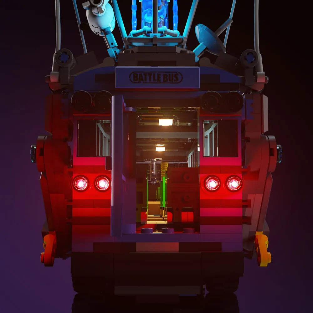LEGO Fortnite Battle Bus with LightMyBricks LED illumination