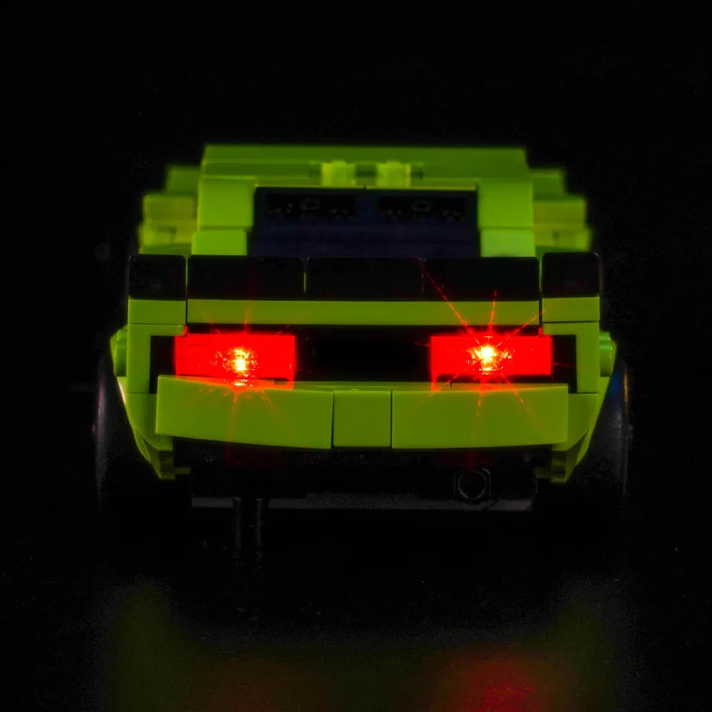 LEGO 77237 Dodge Challenger SRT Hellcat with BrickBling LED kit rear taillights illuminated