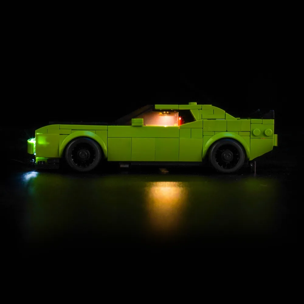LEGO Speed Champions 77237 with BrickBling micro-LED kit, engine bay lights showing