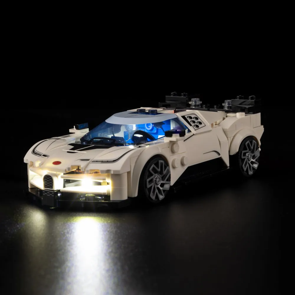 Game of Bricks LED kit for LEGO Bugatti Centodieci, full lighting zones with expansion board